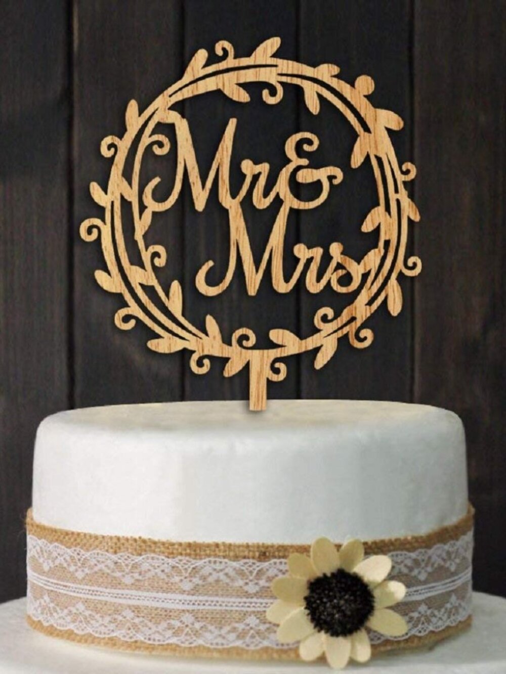 Mr and Mrs Cake Toppers Rustic Wood Wedding Party Engagement Decoration